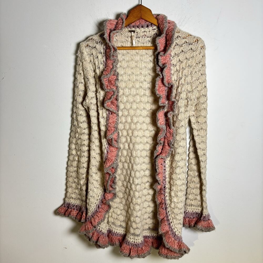 Free People Loose Knit Open Front Long Cardigan Size M